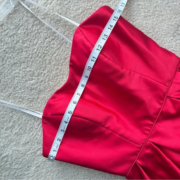 Betsy Adam Pleated Sweetheart Red Formal Dress - Picture 5 of 5